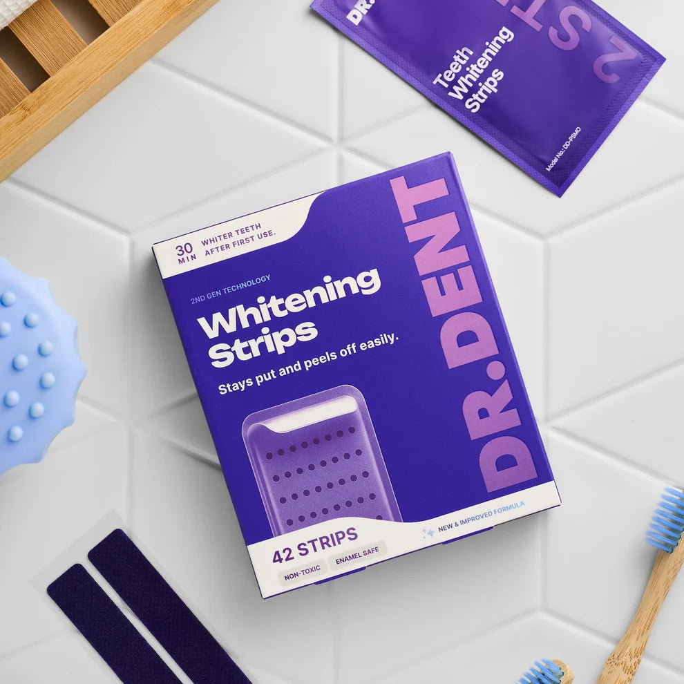 Dr. Dent Purple Whitening Strips - Sonrisa blanca instantánea sin dolor ni sensibilidad