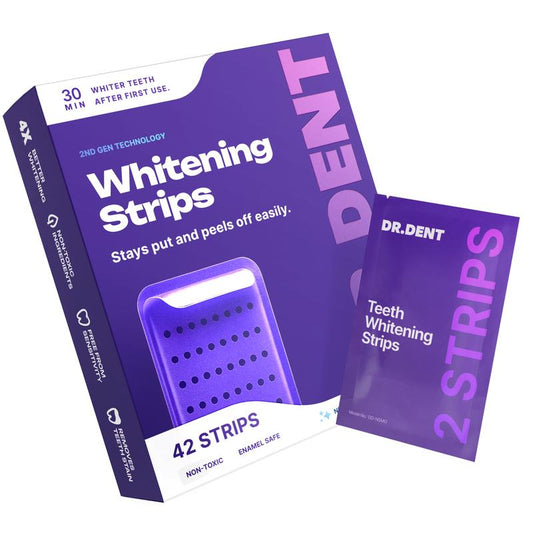 Dr. Dent Purple Whitening Strips - Sonrisa blanca instantánea sin dolor ni sensibilidad